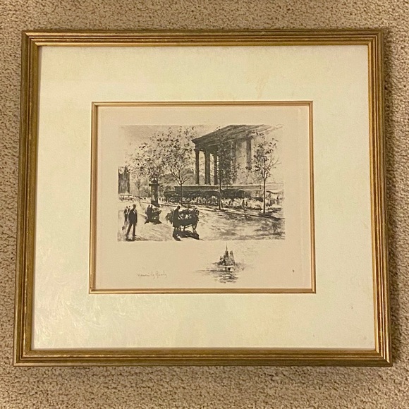 ANTIQUE Framed Drawing Art Paris Sketch